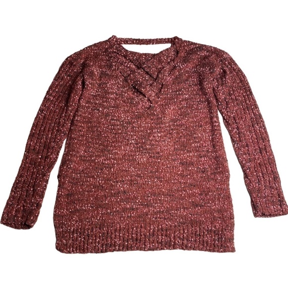 XHILARTION PULLOVER PURPLE KNIT CHUNKY SWEATER CRISSCROSS DETAIL SIZE SMALL - Picture 5 of 7